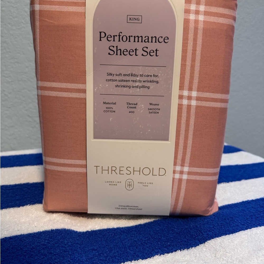 Threshold King Performance Sheet Set - Soft Pink Plaid